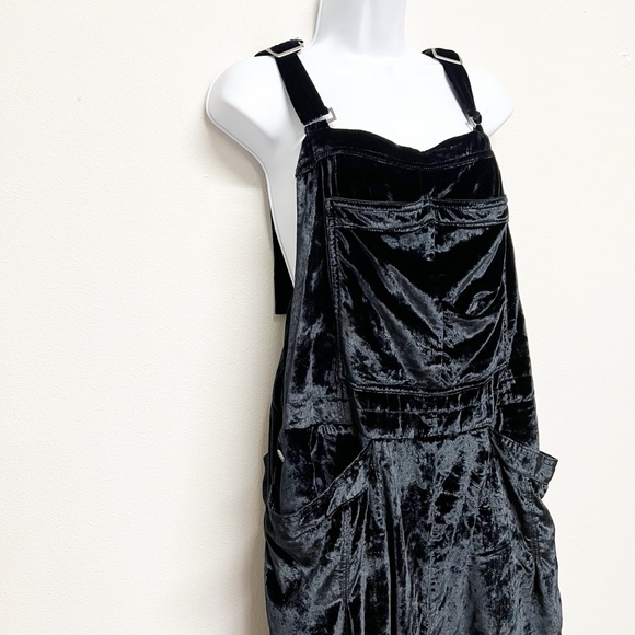 Free People Womens Black Follow The Sun Boho One Piece Velvet Jumpsuit Size XL - Picture 4 of 10